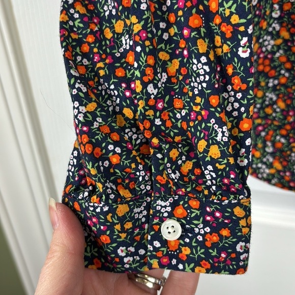 J. Crew navy floral bow tie-neck top sz xs - Picture 6 of 8